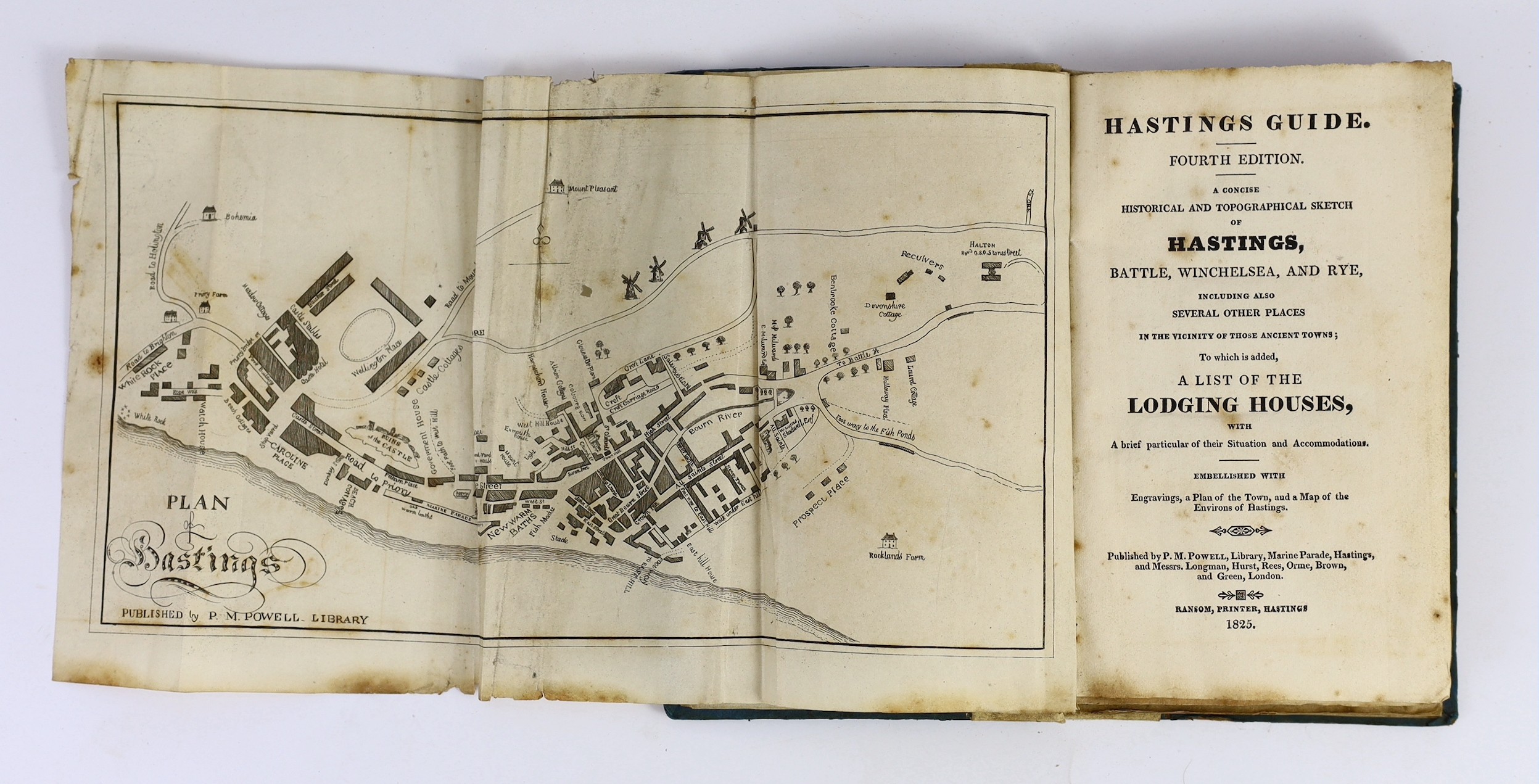 HASTINGS: Picture of Hastings: containing sketches of the antiquities and curiosities ... in a Series of Letters from a Cosmopolite to a Valetudinarian. rebound paper boards and printed label (preserving the original pri